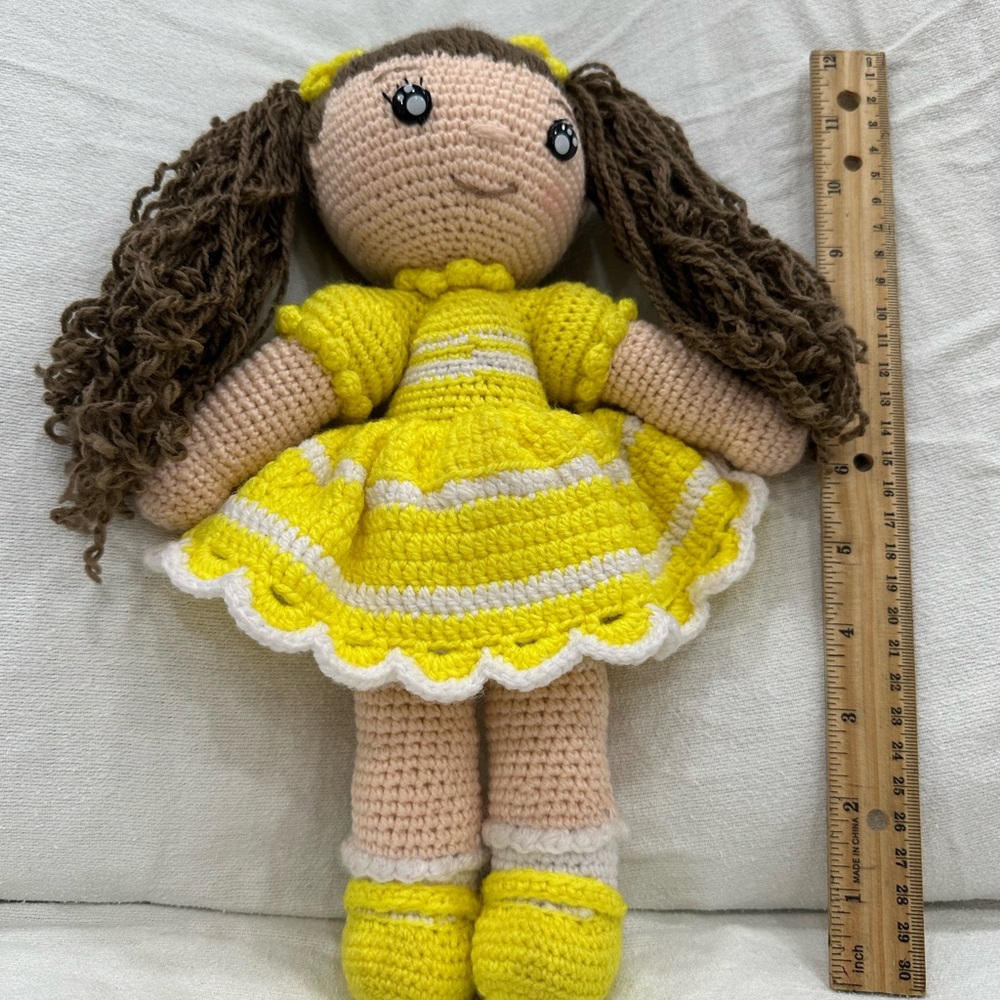 Yellow and White Crochet Doll